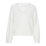 V-Neck Strik Sweater Egret