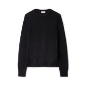 Sort Mohair Pilestrik Sweater