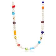 Men's Pearl Choker with Playful Glass Beads