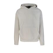 Hvid Hættetrøje Sweatshirt Velour Ribbet