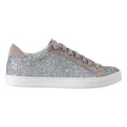 Glitter Sølv Sneakers med Grå Detaljer