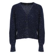 Blå Paliet V-Hals Cardigan Sweater