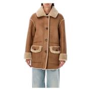 Vendbar Shearling Frakke Kamel AW24