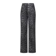 Leopard Print Straight-Leg Jeans Grey Leo