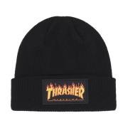 Flame Patch Beanie Hat Sort