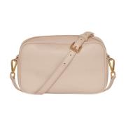 Beige Kalveskind Cross-Body Mini Taske