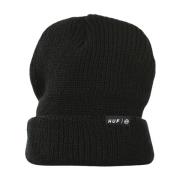 Sort Ribstrikket Beanie Hat