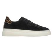 Kvinders Sorte Animal Print Lave Sneakers lavet af Italiensk Ægte Velo...