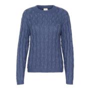 Blå Indigo Strik Pullover Sweater