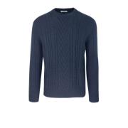 Blå Crew Neck Sweater Uld