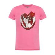 Pink Logo Print Jersey T-shirt