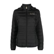 Sort Logo-Print Puffer Jakke