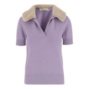 Uld Cashmere Polo Shirt Lilla