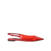 Rød PVC Slingback Flats Sko