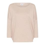 Grå Melange R-Neck Pullover Sweater