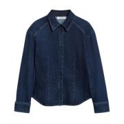 Buet Denim Bluse med Vasket Look