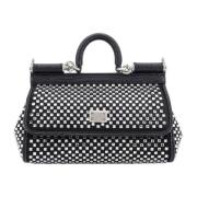 Rhinestone Satin Håndtaske med Flap Lukning