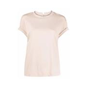 Beige Kontrast Trim Crew Neck T-shirt