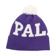 Lilla og hvid Logo Pom Pom Beanie