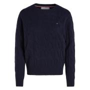 Blød Uld Kabel C-Hals Sweater