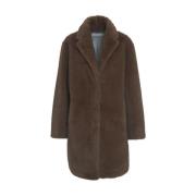 Faux Fur Coat med Notched Lapels