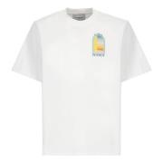 Hvid Bomulds T-shirt med Larc Colore Print