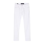 Broderet Logo Slim Fit Hvide Jeans