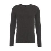 Broderet Crew Neck Uld Sweater