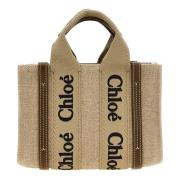 Beige Linned Mini Tote Taske