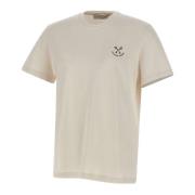 Logo Print Bomuld T-shirt Creme