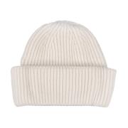 Hvid Ribbet Kashmir Beanie Hat