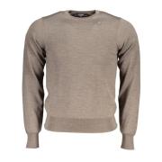 Beige Langærmet Crewneck Logo Skjorte