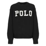 Sort Sweater med Logo Detalje