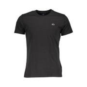 Elegant Broderet Sort Bomuld T-Shirt