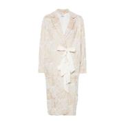 Krem Jacquard Perennial Beaded Coat