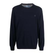 Suede Trim Crew Neck Sweater