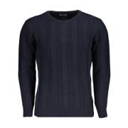 Blå Crew Neck Sweater Kontrastdetaljer