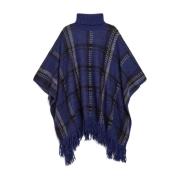 Oversize Jacquard Check Alpaca Wool Cape