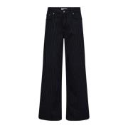 Pinstripe Wide Leg Jeans Sort