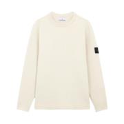 Ribbet Crewneck Sweater Lambswool Naturhvid