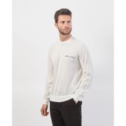 Hvid Sweater Ribbet Rund Hals