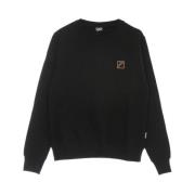 Sort Crewneck Sweatshirt med Logo Print