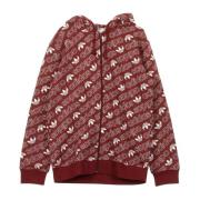 Burgundy Monogram Zip Hoodie