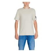 Beige Ensfarvet Kortærmet T-Shirt