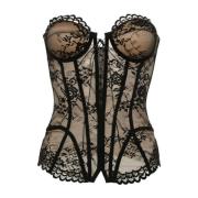 Sort Blomsterblonder Bustier Top