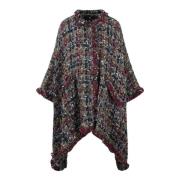 Multifarvet Tweed Poncho Cape FW24