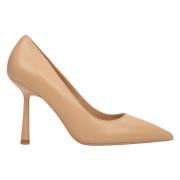 Kvinders Beige Læder Højhælede Pumps ER00113233