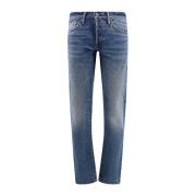 Slim-fit Jeans med Suede Logo Patch