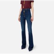 Flared bomuld stretch jeans med lynlås