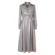 Flared Pleated Dress in Shiny Fabric